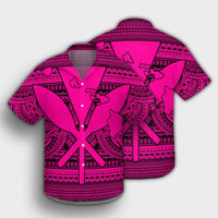 Hawaiian Kanaka Polynesian Tribal Hawaiian Shirt Reggae Color Pink AH - Polynesian Pride