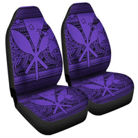 Hawaiian Kanaka Polynesian Tribal Car Seat Covers Reggae Color Purple AH Universal Fit Black - Polynesian Pride