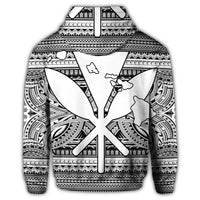 Hawaiian Kanaka Polynesian Tribal Zip Hoodie Reggae Color White - Polynesian Pride