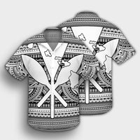 Hawaiian Kanaka Polynesian Tribal Hawaiian Shirt Reggae Color White AH - Polynesian Pride