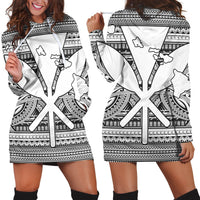 Hawaiian Kanaka Polynesian Tribal Hoodie Dress Reggae Color White AH Black - Polynesian Pride
