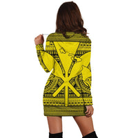 Hawaiian Kanaka Polynesian Tribal Hoodie Dress Reggae Color Yellow AH - Polynesian Pride