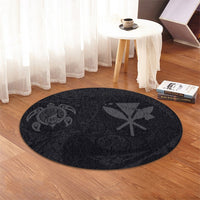 Hawaiian Kanaka Turtle Polynesian Round Carpet Gray AH - Polynesian Pride