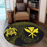 Hawaiian Kanaka Turtle Polynesian Round Carpet Yellow AH - Polynesian Pride