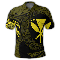 Hawaiian Kanaka Turtle Polynesian Polo Shirt Yellow - Polynesian Pride
