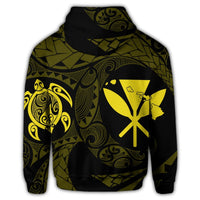 Hawaiian Kanaka Turtle Polynesian Zip Hoodie Yellow - Polynesian Pride