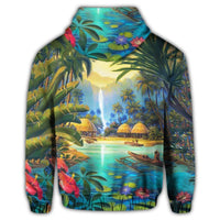 Hawaiian Living In Aboriginal Village Zip Hoodie - Polynesian Pride