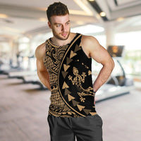 Hawaiian Map Gecko Tattoo Kakau Polynesian Tank Top Gold AH - Polynesian Pride