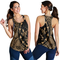 Hawaiian Map Gecko Tattoo Kakau Polynesian Racerback Tank Gold AH Black - Polynesian Pride