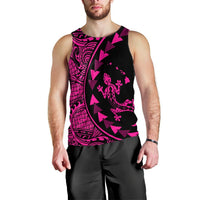 Hawaiian Map Gecko Tattoo Kakau Polynesian Tank Top Pink AH Black - Polynesian Pride