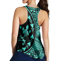 Hawaiian Map Gecko Tattoo Kakau Polynesian Racerback Tank Turquoise AH - Polynesian Pride