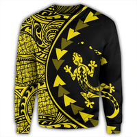 Hawaiian Map Gecko Tattoo Kakau Polynesian Sweatshirt Yellow AH - Polynesian Pride