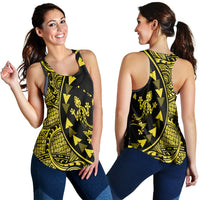 Hawaiian Map Gecko Tattoo Kakau Polynesian Racerback Tank Yellow AH Black - Polynesian Pride