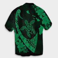 Hawaiian Map Hibiscus Turtle Fish Hook Polynesian Hawaiian Shirt Green - AH - Polynesian Pride