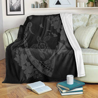 Hawaiian Map Hibiscus Turtle Fish Hook Polynesian Premium Blankets Grey - AH White - Polynesian Pride
