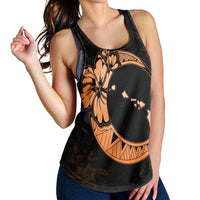 Hawaiian Map Hibiscus Turtle Polynesian Moon Racerback Tank Orange - AH - Polynesian Pride