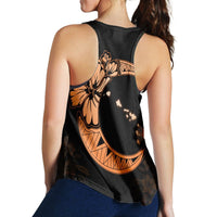 Hawaiian Map Hibiscus Turtle Polynesian Moon Racerback Tank Orange - AH - Polynesian Pride