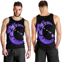 Hawaiian Map Hibiscus Turtle Polynesian Moon Tank Top Purple - AH - Polynesian Pride