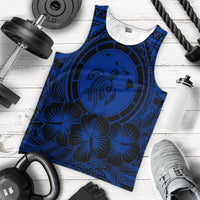 Hawaiian Map Honu Hibiscus Tropic Blue Polynesian Tank Top - AH - Polynesian Pride