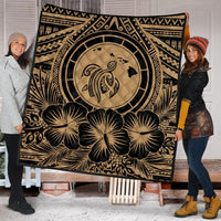 Hawaiian Map Honu Hibiscus Tropic Gold Polynesian Premium Quilts - AH - Polynesian Pride
