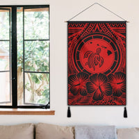 Hawaiian Map Honu Hibiscus Tropic Red Polynesian Hanging Poster - AH - Polynesian Pride