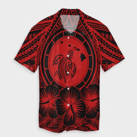 Hawaiian Map Honu Hibiscus Tropic Red Polynesian Hawaiian Shirt - AH Unisex Black - Polynesian Pride
