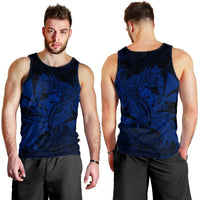 Hawaiian Map Hula Girl Hibiscus Kanaka Polynesian Tank Top - Blue - AH - Polynesian Pride