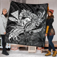 Hawaiian Map Hula Girl Hibiscus Kanaka Polynesian Premium Quilts - White - AH - Polynesian Pride