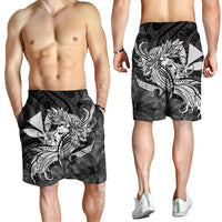 Hawaiian Map Hula Girl Hibiscus Kanaka Polynesian Men's Shorts - White - AH - Polynesian Pride