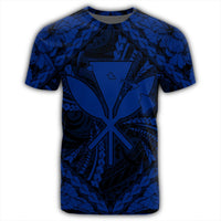 Hawaiian Map Kanaka Hibiscus Blue Polynesian T Shirt - Polynesian Pride