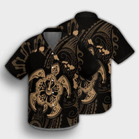 Hawaiian Map Kanaka Hibiscus Turtle Gold Polynesian Hawaiian Shirt - AH - Polynesian Pride