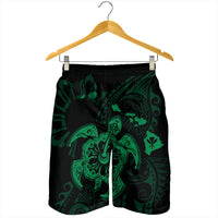 Hawaiian Map Kanaka Hibiscus Turtle Green Polynesian Men's Shorts - AH - Polynesian Pride