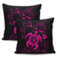 Hawaiian Map Kanaka Hibiscus Turtle Pink Polynesian Pillow Covers - AH - Polynesian Pride