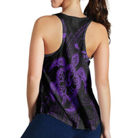Hawaiian Map Kanaka Hibiscus Turtle Purple Polynesian Racerback Tank - AH - Polynesian Pride