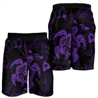 Hawaiian Map Kanaka Hibiscus Turtle Purple Polynesian Men's Shorts - AH - Polynesian Pride