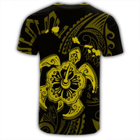 Hawaiian Map Kanaka Hibiscus Turtle Yellow Polynesian T Shirt - Polynesian Pride