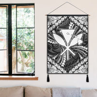 Hawaiian Map Kanaka Hibiscus White Polynesian Hanging Poster - AH - Polynesian Pride
