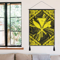 Hawaiian Map Kanaka Hibiscus Yellow Polynesian Hanging Poster - AH - Polynesian Pride