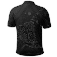 Hawaiian Map Kanaka Manta Ray Polynesian Polo Shirt Gray - Polynesian Pride