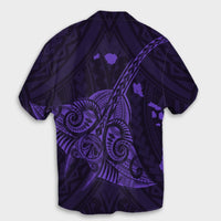 Hawaiian Map Kanaka Manta Ray Polynesian Hawaiian Shirt Purple - AH - Polynesian Pride