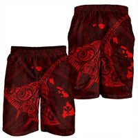 Hawaiian Map Kanaka Manta Ray Polynesian Men's Shorts Red - AH - Polynesian Pride