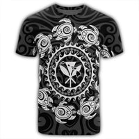 Hawaiian Map Kanaka Turtles Circle Style White Polynesian T Shirt - Polynesian Pride