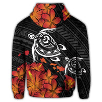 Hawaiian Map Kanaka Turtles Hibiscus Plumeria Zip Hoodie - Polynesian Pride