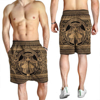 Hawaiian Map Madame Pele Kanaka Plumeria Polynesian Men's Shorts Gold AH - Polynesian Pride