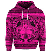 Custom Hawaiian Map Madame Pele Kanaka Plumeria Polynesian Hoodie Pink - Polynesian Pride
