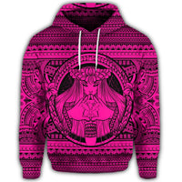 Hawaiian Map Madame Pele Kanaka Plumeria Polynesian Hoodie Pink - Polynesian Pride
