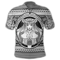 Hawaiian Map Madame Pele Kanaka Plumeria Polynesian Polo Shirt White - Polynesian Pride