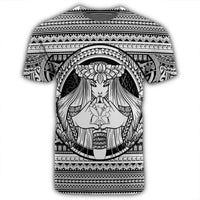 Hawaiian Map Madame Pele Kanaka Plumeria Polynesian T Shirt White - Polynesian Pride