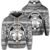 Hawaiian Map Madame Pele Kanaka Plumeria Polynesian Zip Hoodie White Unisex Art - Polynesian Pride