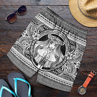 Hawaiian Map Madame Pele Kanaka Plumeria Polynesian Men's Shorts White AH Art - Polynesian Pride